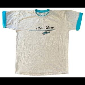 Vintage 90s Air Show Shirt Men Size XL Two Tone Roll Up Sleeve Single Stitch USA